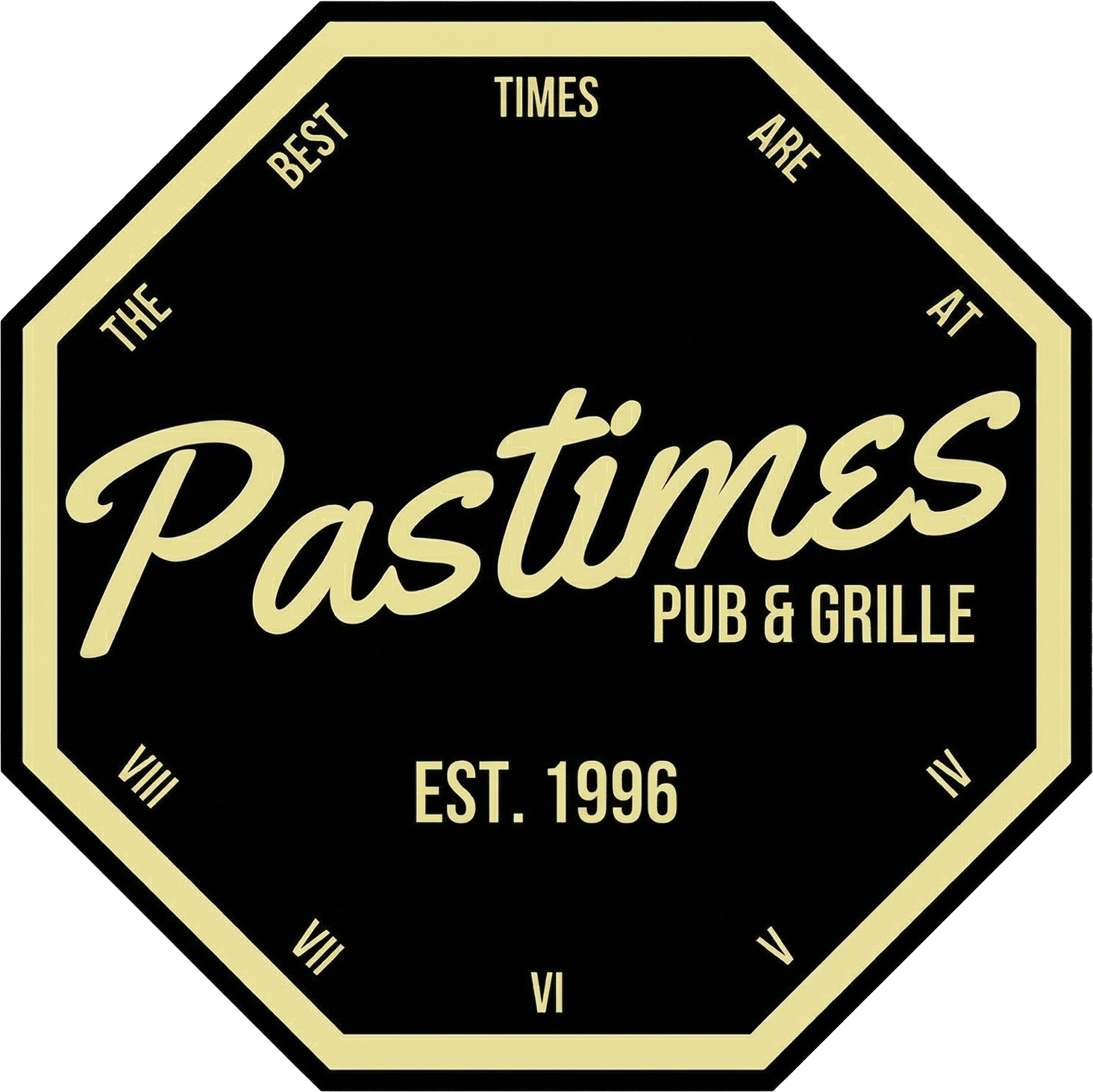 Pastimes Pub & Grille logo, Est. 1996