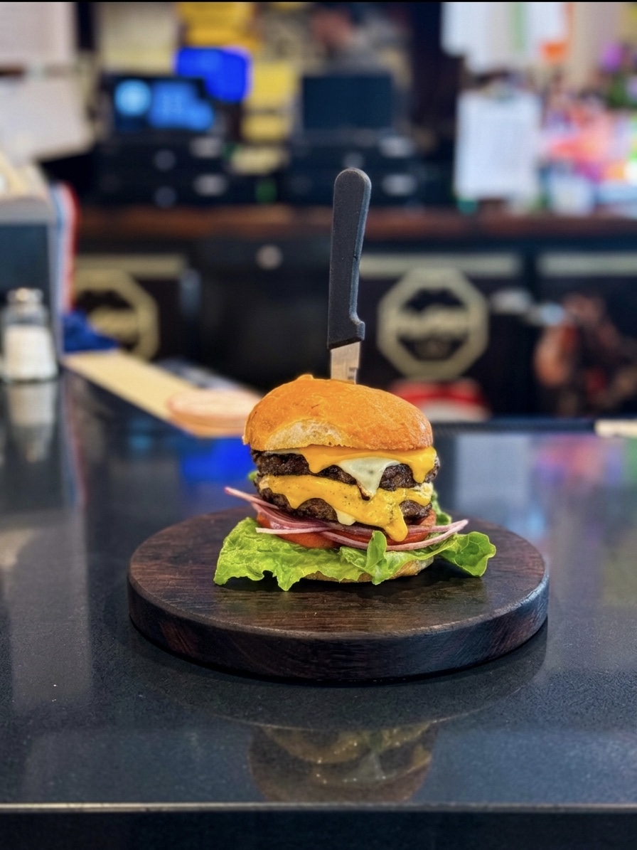 Pastimes Pound'r double half-pound cheeseburger with fries